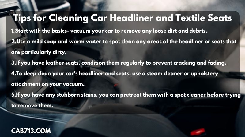 Tips for Cleaning Car Headliner and Textile Seats